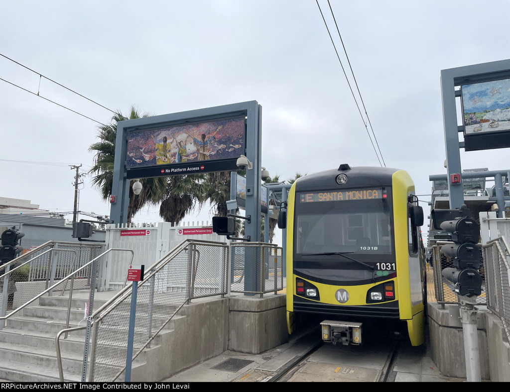 LACMTA LR train resting at Downtown SM Station